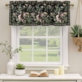 thumbnail image 2 of Black Spring Floral Curtain Valances for Windows, Kitchen Valance Window Treatments Panel 2 Pack, Elegant Pastoral Flowers Birds Watercolor Rod Pocket Short Curtains for Bathroom Bedroom 42 x 12 Inch, 2 of 8