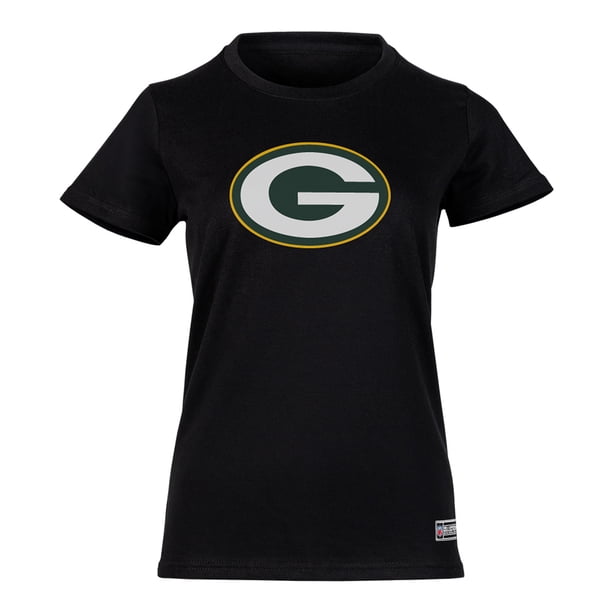 NFL Playera Aficionado Básica Green Bay Packers Negro para Mujer, Talla Extra Grande