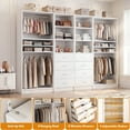 thumbnail image 2 of Homieasy 114.6'' Wide Closet Organizer with 8 Drawers and 4 Hanging Rods, 4-Piece Closet System for Storage, White, 2 of 7