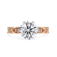 thumbnail image 2 of Solitaire Engagement Ring for Women Center 8mm Cushion and Round Cut Lab Created Moissanite Beaded Promise Rings In 14K Solid Rose Gold Jewelry Gift for Her, Size 8, 2 of 6