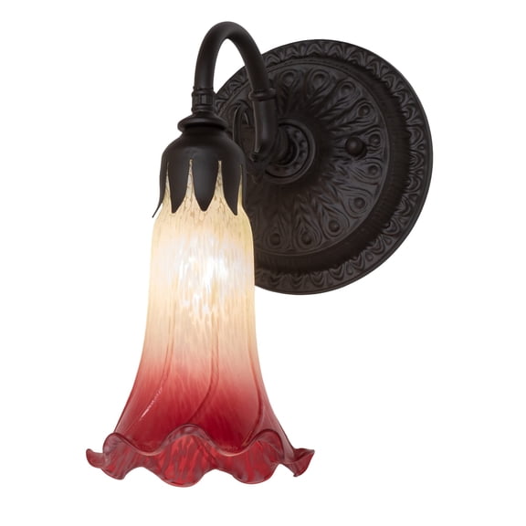5.5" Wide Pink/White Tiffany Pond Lily Wall Sconce