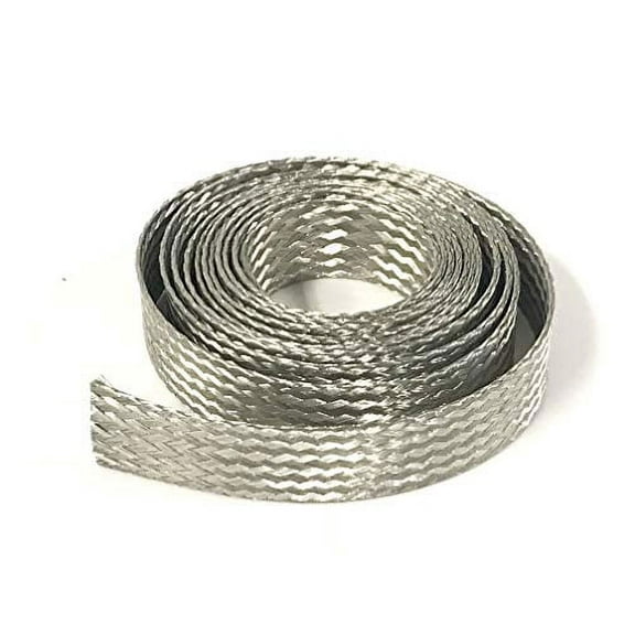 AC/DC WIRE AND SUPPLY Tinned Copper Flat Braid Ground Strap Grounding 1" Width (15 FT)