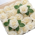 thumbnail image 1 of Artificial Flowers 25pcs Fake Roses with Stems and 2 leaves for DIY Wedding Bouquets Party Decor, 1 of 5