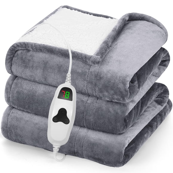 Couverture Chauffante Couverture Électrique Jeté,50✠x 60” Couverture Chauffante,Épaisse Peluche Chauffante Électrique Sherpa pour les Genoux Cadeaux pour Femmes