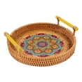 thumbnail image 2 of NIBOLOG Round Anti-deformed Serving Tray Rattan Breakfast Display Wicker Serving Tray for Living Room, 2 of 8