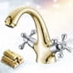 thumbnail image 4 of Grifo monomando para lavabo tradicional victoriano vintage con doble mango en cruz cromado, 4 of 5