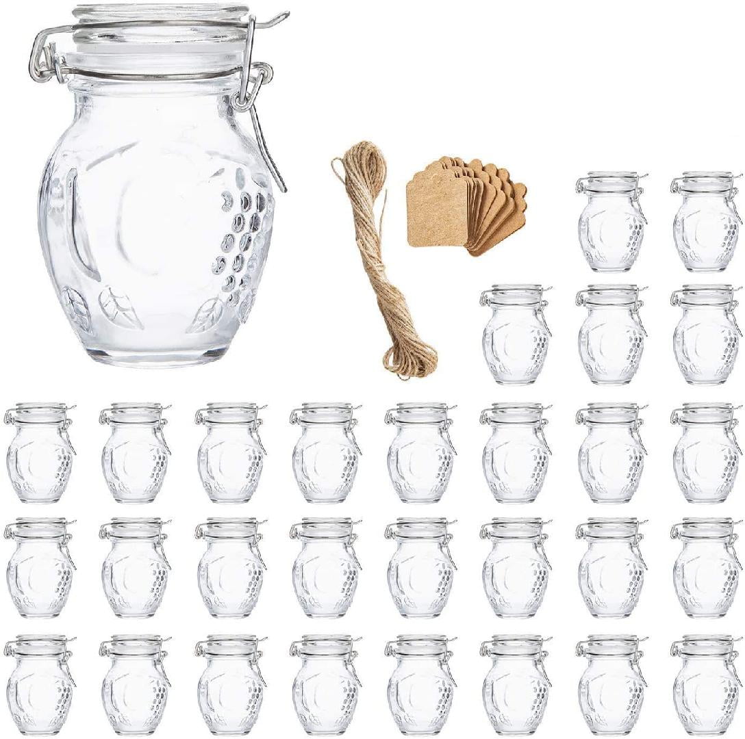 Spice Jars , 30 Pack 3.5oz Grape shaped Glass Jars with Leak Proof Rubber Gasket & Hinged Lid