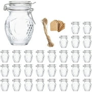 Spice Jars , 30 Pack 3.5oz Grape shaped Glass Jars with Leak Proof Rubber Gasket & Hinged Lid ,Small Glass Containers with Airtight Lids for Home, Party Favors