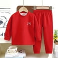 thumbnail image 2 of Fozruso Girls Outfit Sets Thermal Underwear For Children Boys Crew Neck Trousers With Long Sleeves,130(Red), 2 of 6