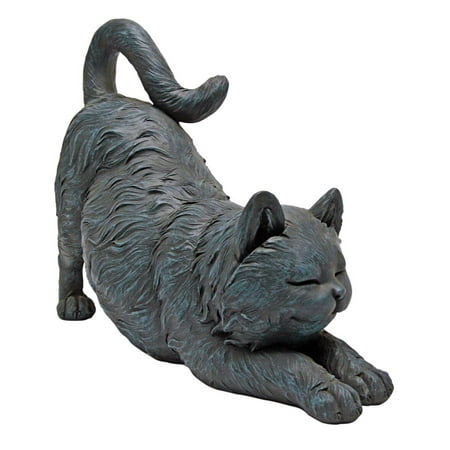 Playful Cat Stretching Statue