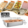 thumbnail image 5 of VEVOR 6 Pack Steam Table Pans 20.9 x 12.8 x 5.9 Inch Deep Steam Table Pan Full Size 20.5L Deep Food Container Stainless Steel Oven Tray Hotel Pans Anti-Jam Steam Table Food Pan, 5 of 9