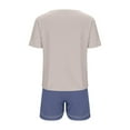 thumbnail image 5 of Organic Cotton Pajama Set - Relaxed Fit with Built in Bras | Solid Color Crew Neck Short Sleeve Top & Stripes Elastic Shorts For Everday Wear, 5 of 6