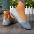 thumbnail image 5 of Rokment Women's Bowknot Ballet Flat Dressy Shoes Stylish Simple Color Block Ballerina Dress Slip on Loafers Casual Comfortable Walking Low Heels Fall Light Blue Size 7, 5 of 6