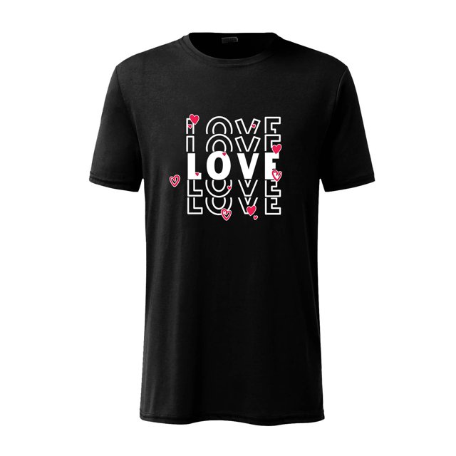 DPTALR T-Shirt à Manches Courtes pour Hommes, Imprimé Amour Décontracté, Col Rond