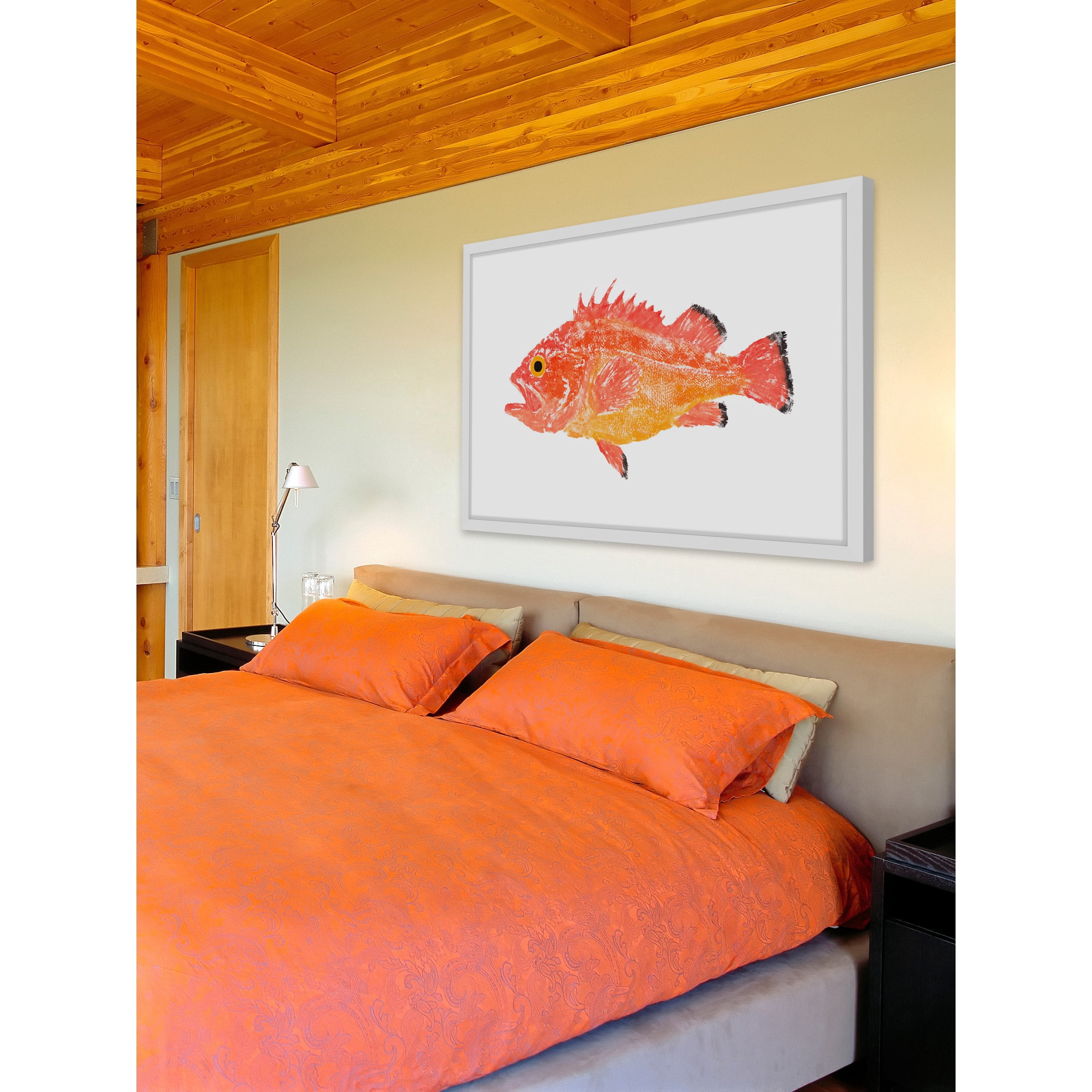 Marmont Hill "Orange Spiney Fish" by Michael Pantalos Framed Painting Print