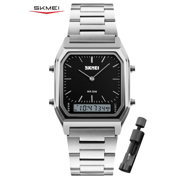 SKMEI Men's Watch, Rectangular Sport Watch with Analog Digital Dual Display, Stopwatch Alarm Date and EL Backlight