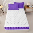 thumbnail image 4 of Erosebridal Vibrant Geometric Square Zipper Queen Comforter Set with Fitted Sheet and 2 Pillowcases,Continuous Grid Block Zipper Bedding Set,Purple,Reversible, 4 of 6