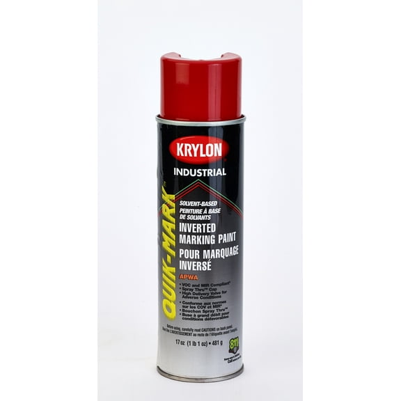 Krylon Industrial Inverted Marking Paint, 17 oz., Red, Solvent -Based A03611007