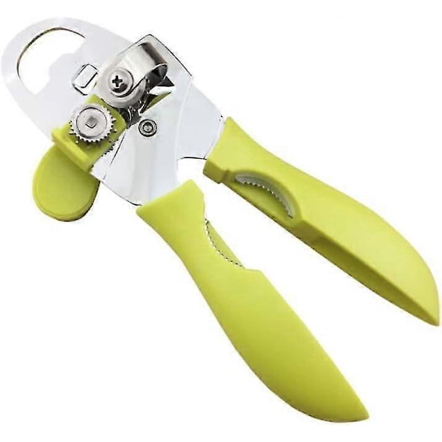 Can Opener, Manual Smooth Edge 4-in-1 Heavy Duty Can Opener With Ergonomic Non-slip Rubber Handle Easy Twist Ultra Sharp Safe