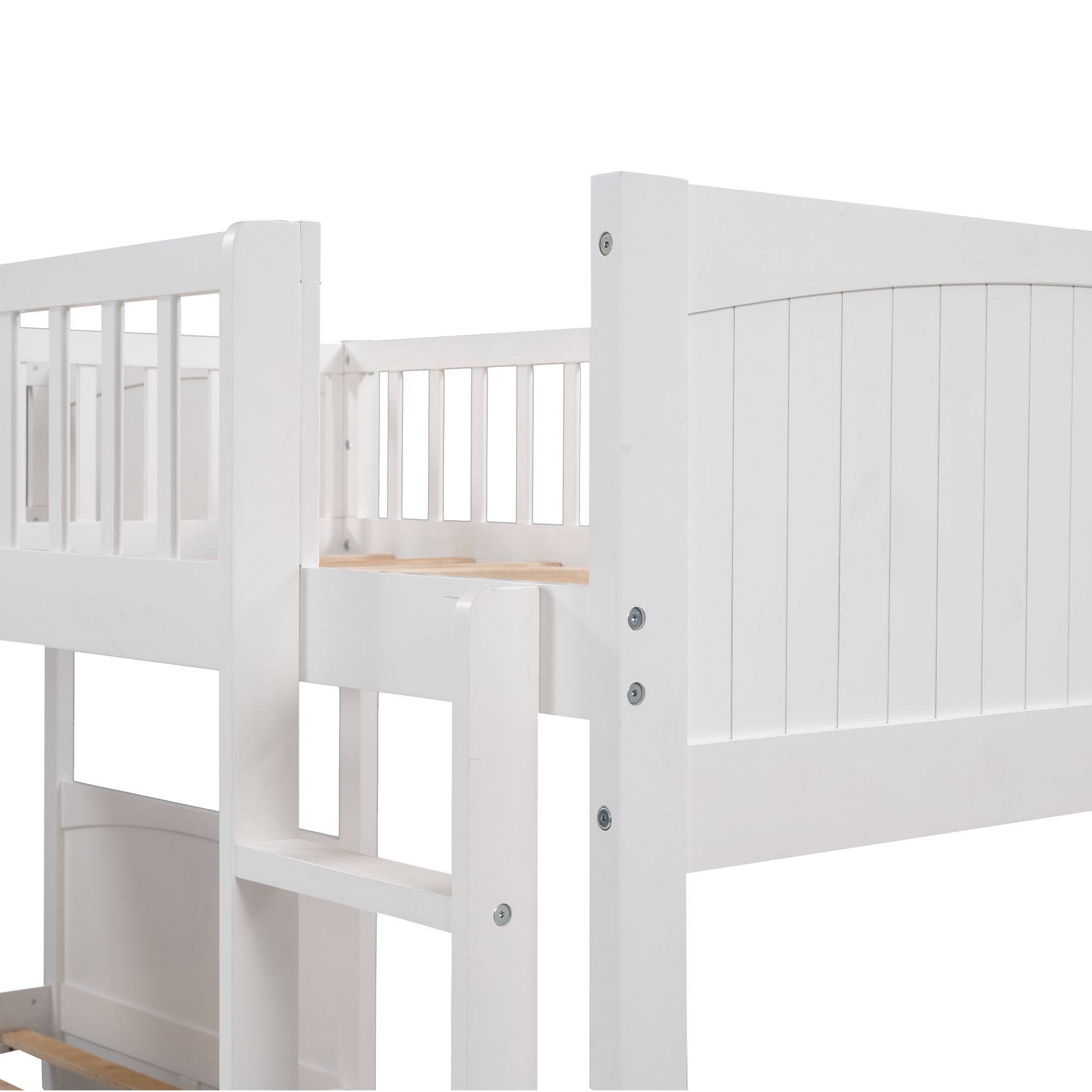 Euroco Wood Bunk Bed Storage, Twin-over-Twin-over-Twin for Children's Bedroom, White - image 9 of 12
