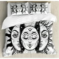 thumbnail image 1 of Moon Duvet Cover Set King Size, Monochrome Sun and Moon Pattern Oriental Image Asian Culture Inspired Design Print, Decorative 3 Piece Bedding Set with 2 Pillow Shams, Black White, by Ambesonne, 1 of 3