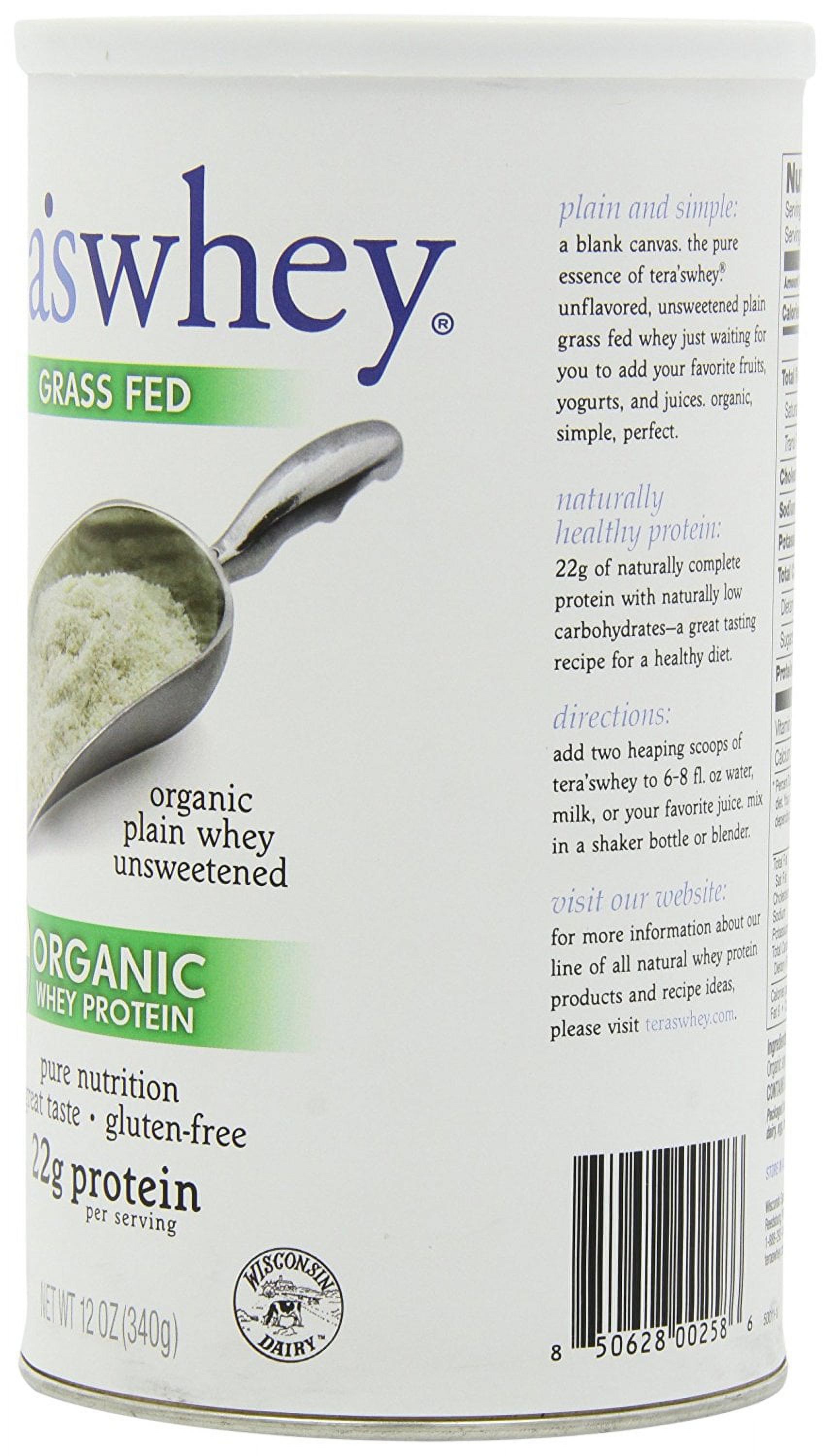 tera's: Organic Gluten-Free Certified Grass-Fed Whey Protein, Unsweetened, 12 oz