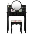 thumbnail image 6 of Pemberly Row MDF and Wood Makeup Vanity Set with Oval Mirror in Black, 6 of 11