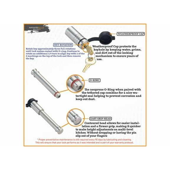 SPARE TIRE CARRIER LOCK FOR WILCO OFFROAD HITCHGATE