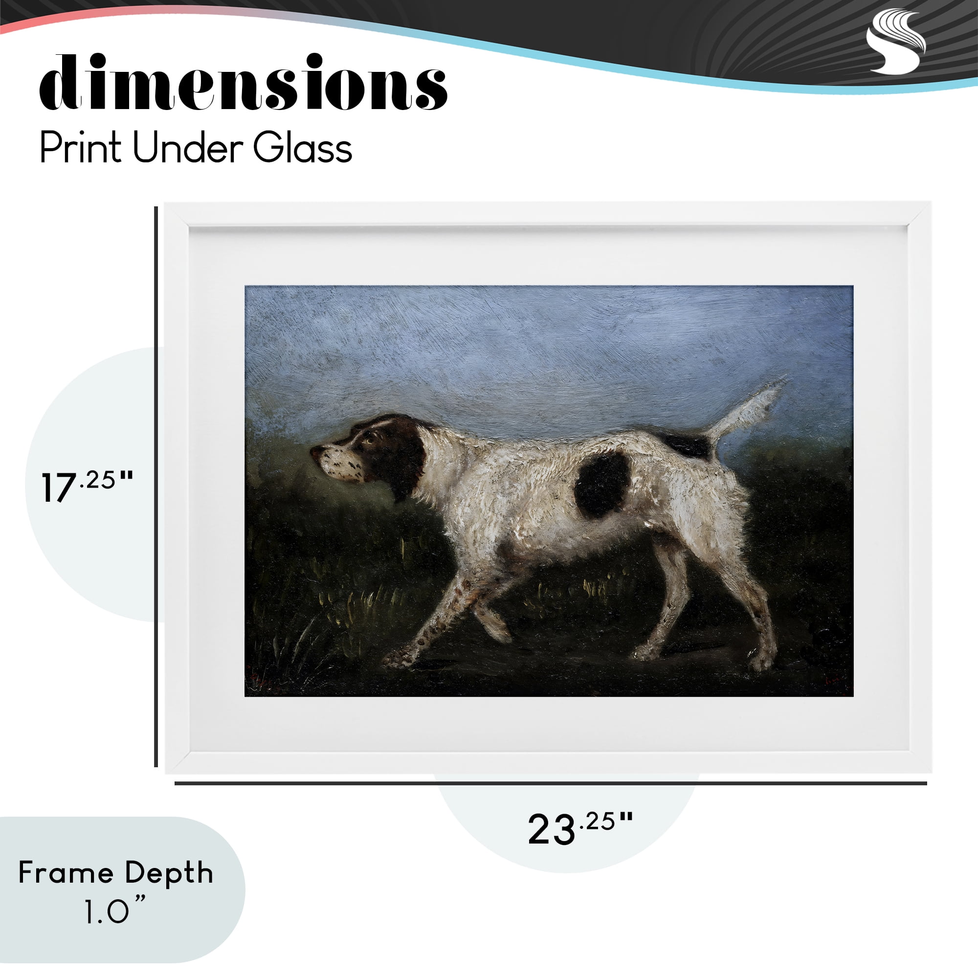 Stupell Industries Alert Hunting Dog in Field White Framed Print Under Glass, design by Arlington Prints