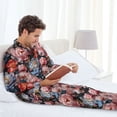 thumbnail image 6 of Naloa Rose Flowers Men’s Pajamas Set - Long Sleeve Button Down Sleep Shirt and Pajama Bottoms Sleepwear Set-X-Large, 6 of 7