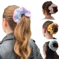 thumbnail image 2 of Crochet Hair Rope Hair Bun Scrunchies Elastic Hair Rope Ruffle Hair Scrunchy Vintage HairBands Female Accessories, 2 of 9