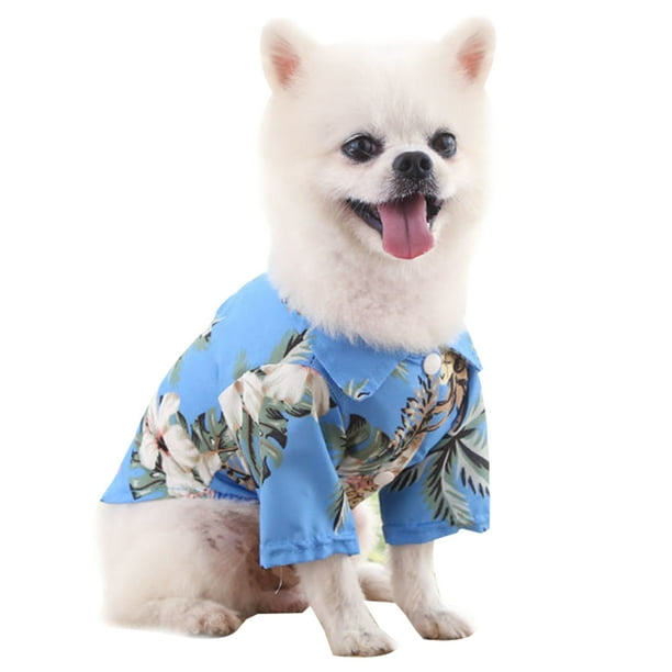 Camisas hawaianas para perros Camisetas de verano para mascotas Estilo hawaiano Gato Transpirable Sudaderas de playa Árbol de coco Hawaiano Impreso Ropa fresca Ropa para cachorros Traje