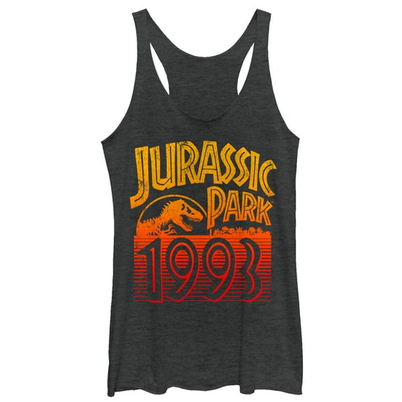 Women's Jurassic Park Retro 1993  Racerback Tank Top Black Heather Medium