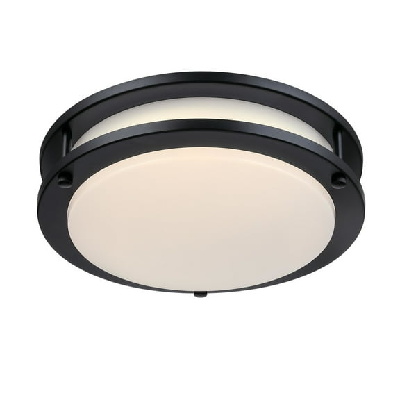 Westinghouse Lighting 6136100 Lauderdale Transitional Contemporary One-Light, 11 Inch 23 Watt LED Indoor Flush Mount Fixture Selectable, Matte Black Finish, Frosted Acrylic Shade