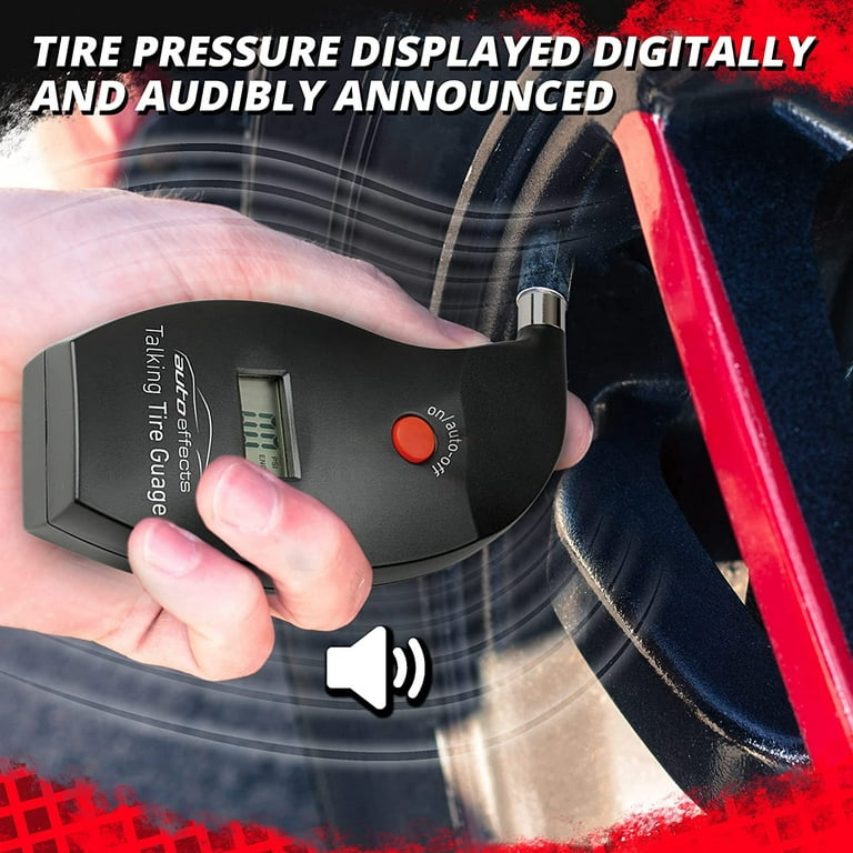 Talking Car Digital Tire Pressure Gauge Display Digitally and Audibly - Handy Easy to Use Air Pressure Gauge Great for Car Maintenance. Great to Fill