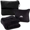 thumbnail image 1 of BlueHills Premium Soft Travel Blanket Pillow Airplane Blanket Packed in Soft Bag Pillowcase with Hand Luggage Belt and Backpack Clip, Compact Pack Large Blanket for Any Travel (Black T008), 1 of 1