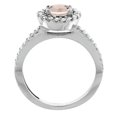 thumbnail image 2 of 10K White Gold Natural Morganite Ring Round 6mm Floating Halo Diamond, size 5, 2 of 4