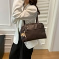 thumbnail image 5 of HUISZJ Retro Tote Bag Pu Shoulder Bag Top-handle Slouchy Hobo Purse for Women Daily Portable Bag （Brown）, 5 of 10