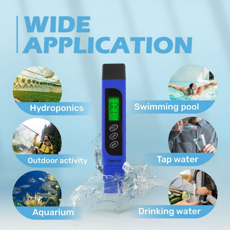 TDS Meter Digital Water Tester, 3-in-1 TDS, Temperature and EC Meter, Blue  
