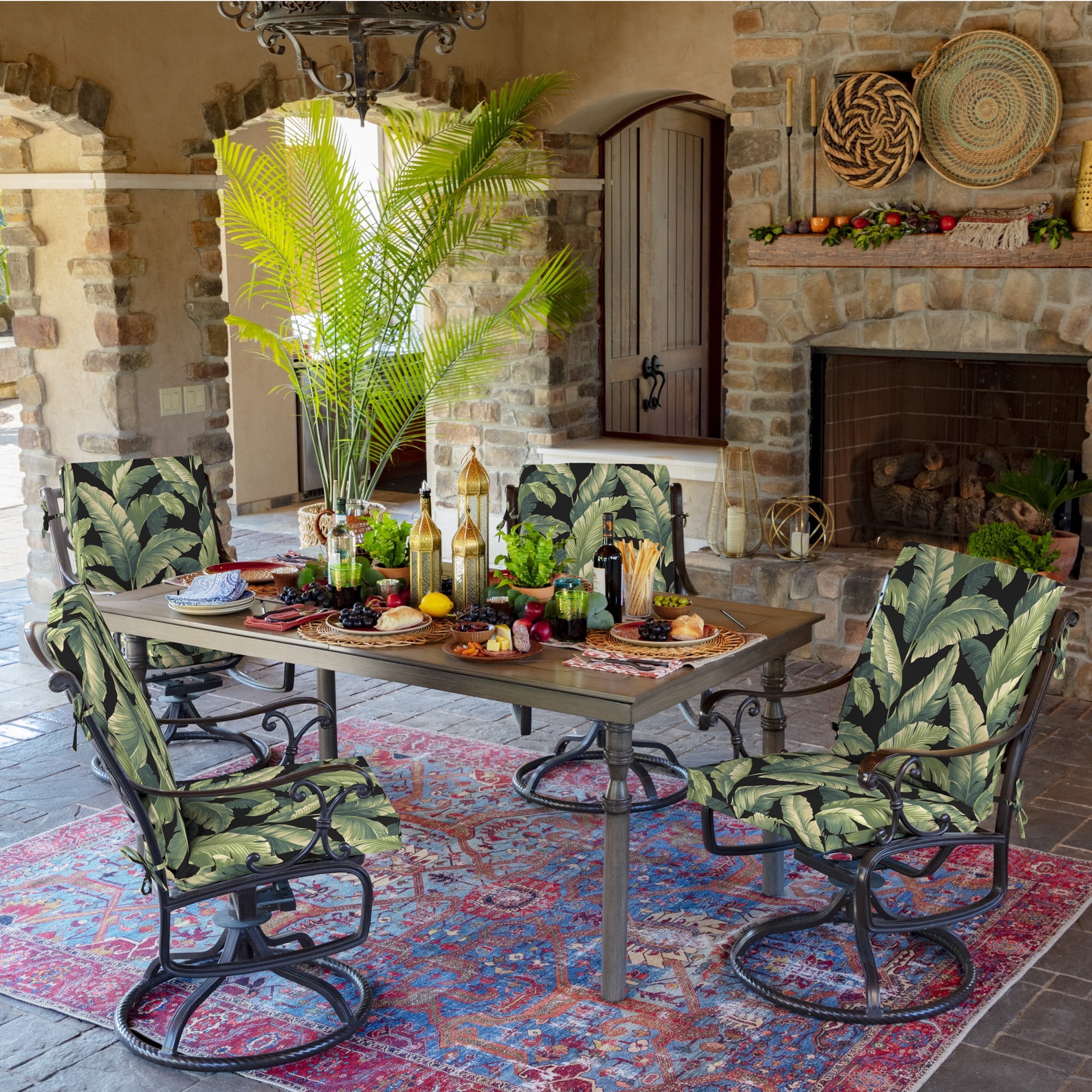 ARDEN Outdoor Midback Chair Cushion, 18 x 16.5, Water Repellent, Fade Resistant 18 x 16.5, Onyx Cebu