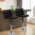thumbnail image 2 of YRLLENSDAN Leather Adjustable Bar Stools with Back and Footrest Set of 2, Swivel Kitchen Counter Height Stools, Upholstered Armless Modern Dining Chairs, Black, 2 of 7