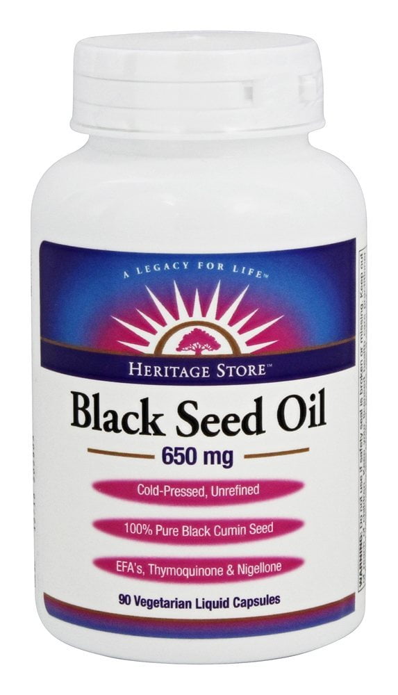 Heritage Black Seed Oil 650 mg. 90 Vegetable Liquid Capsule(s