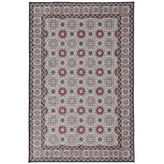 Linon Emerald Ivory and Raspberry, 5' x 7' Area Rug