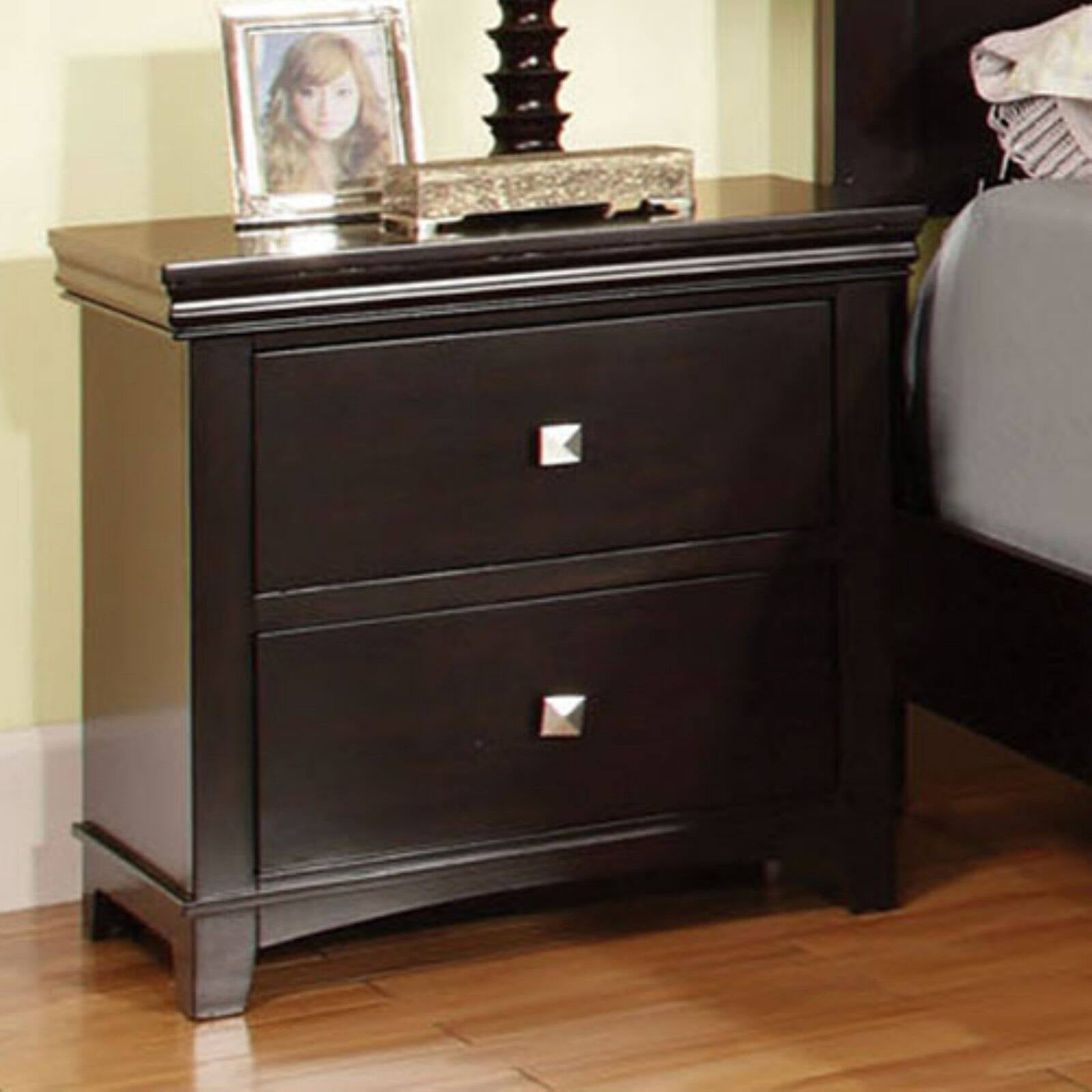 Furniture of America Hayes 2 Drawer Nightstand Dark Espresso