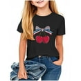 thumbnail image 2 of MKOSPLRT Filles USA Étoiles Rayures Quatrième Juillet T-Shirts Manches Courtes Col Rond T-Shirts Patriotiques Mignons T-Shirts Graphiques de la Fête de l'Indépendance pour 2-13 Ans, 2 of 4