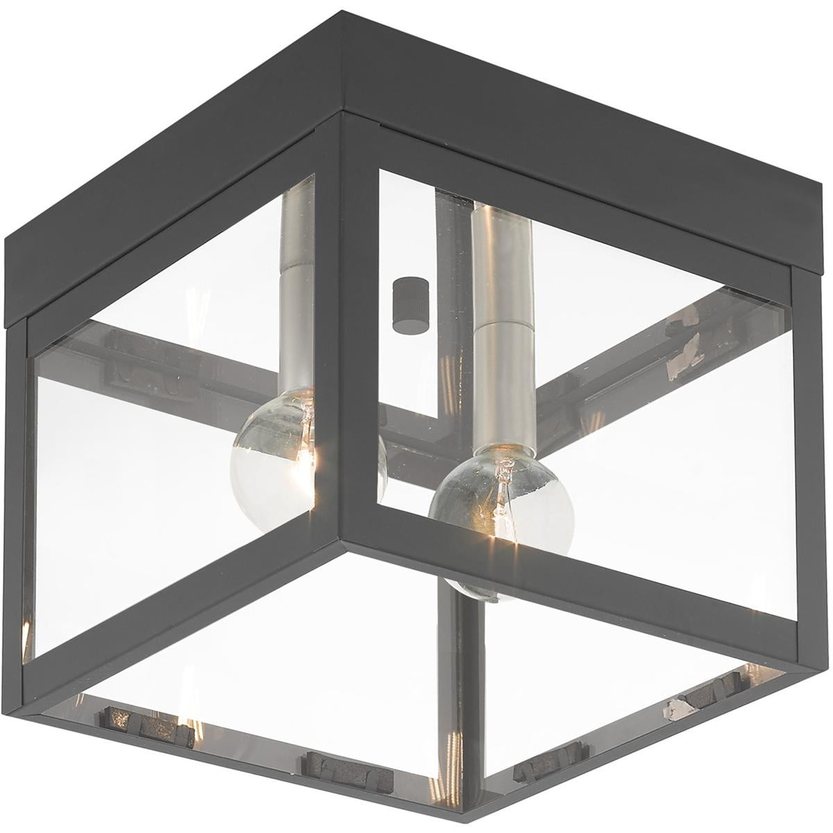 8 inch 2 Light Scandinavian Gray Outdoor Ceiling Light fixture with Clear Glass Shade