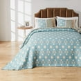 thumbnail image 3 of Greenland Home Fashions Thalia Reversible Cotton Quilted Bedspread Set, Velvet Embellished. Jumbo Size 3-Piece Queen, Blue, 3 of 8