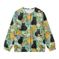 thumbnail image 4 of COEQINE Lightweight Everyday Cardigan for Girls, Printed Long Sleeve Polyester Top, Crewneck Button Front Machine Washable Jacket Alternative, for Kids 11-12 Years, Cat Floral Green, 4 of 7