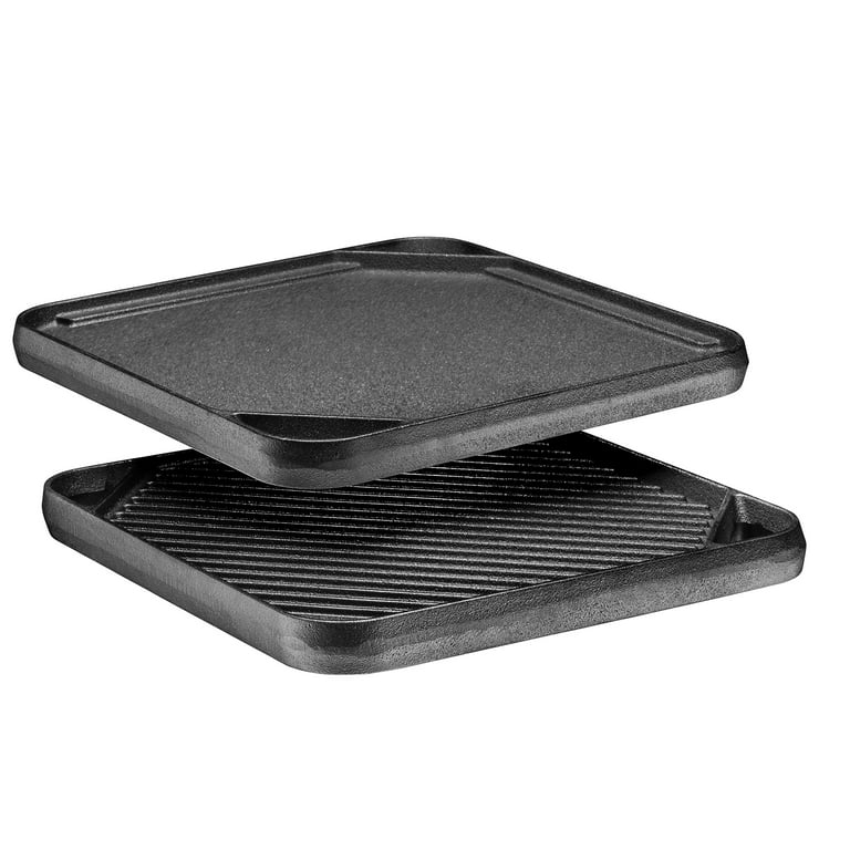 Pre-Seasoned Cast-Iron Rectangular Grill Pan w/Raised Seared Lines,  Non-Stick Pan for Stove Tops, Perfect for Steak, Fish and BBQ, Chip  Resistant, Loop Handles, 9.5 x 13.5 By Bruntmor 