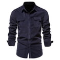 thumbnail image 3 of Men's Autumn Corduroy Men's Shirt Slim Casual Shirt Men's New Long Sleeve Jacket-Green-M, 3 of 6
